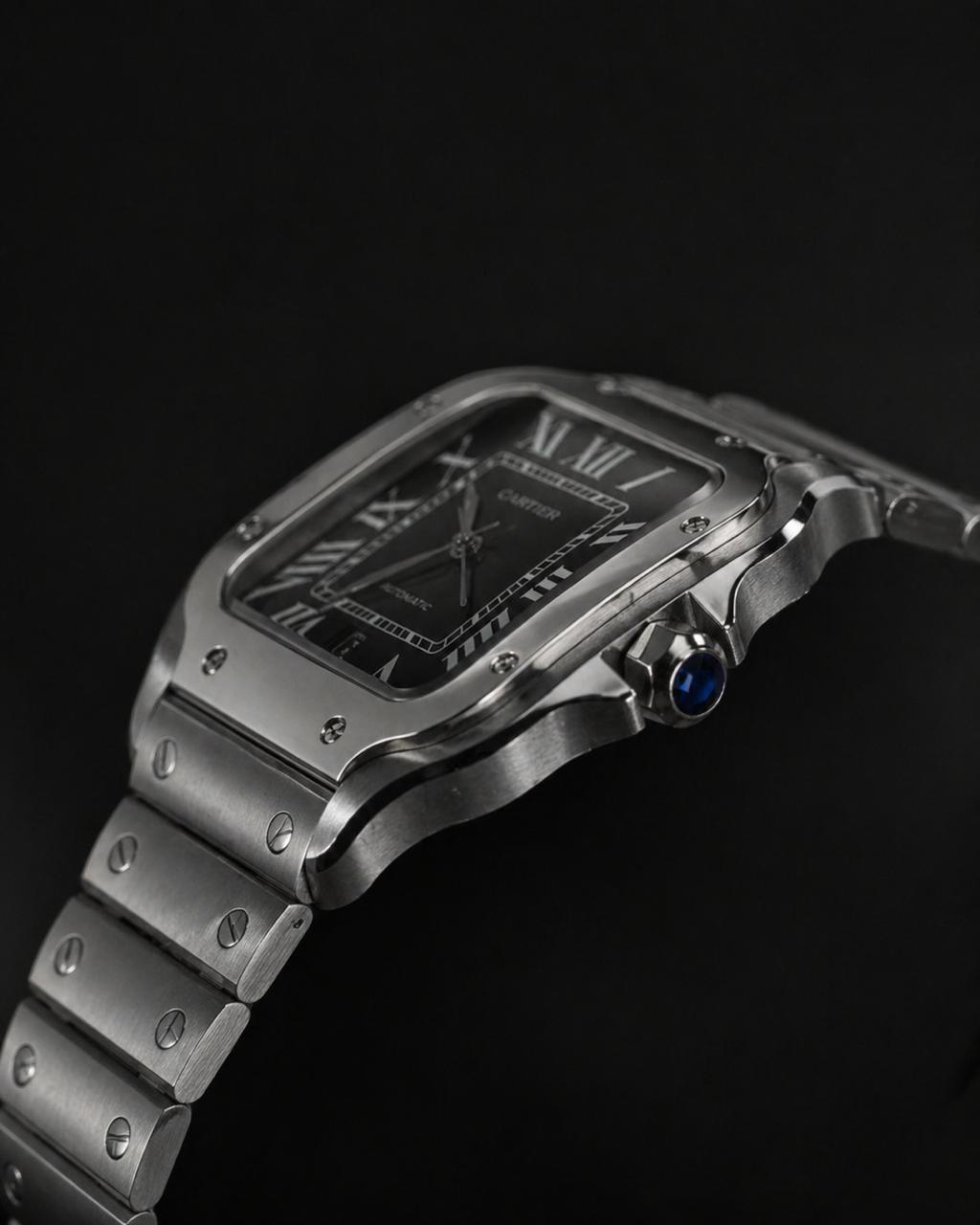Cartier Santos de Cartier Large Model with Black Dial Stainless Steel