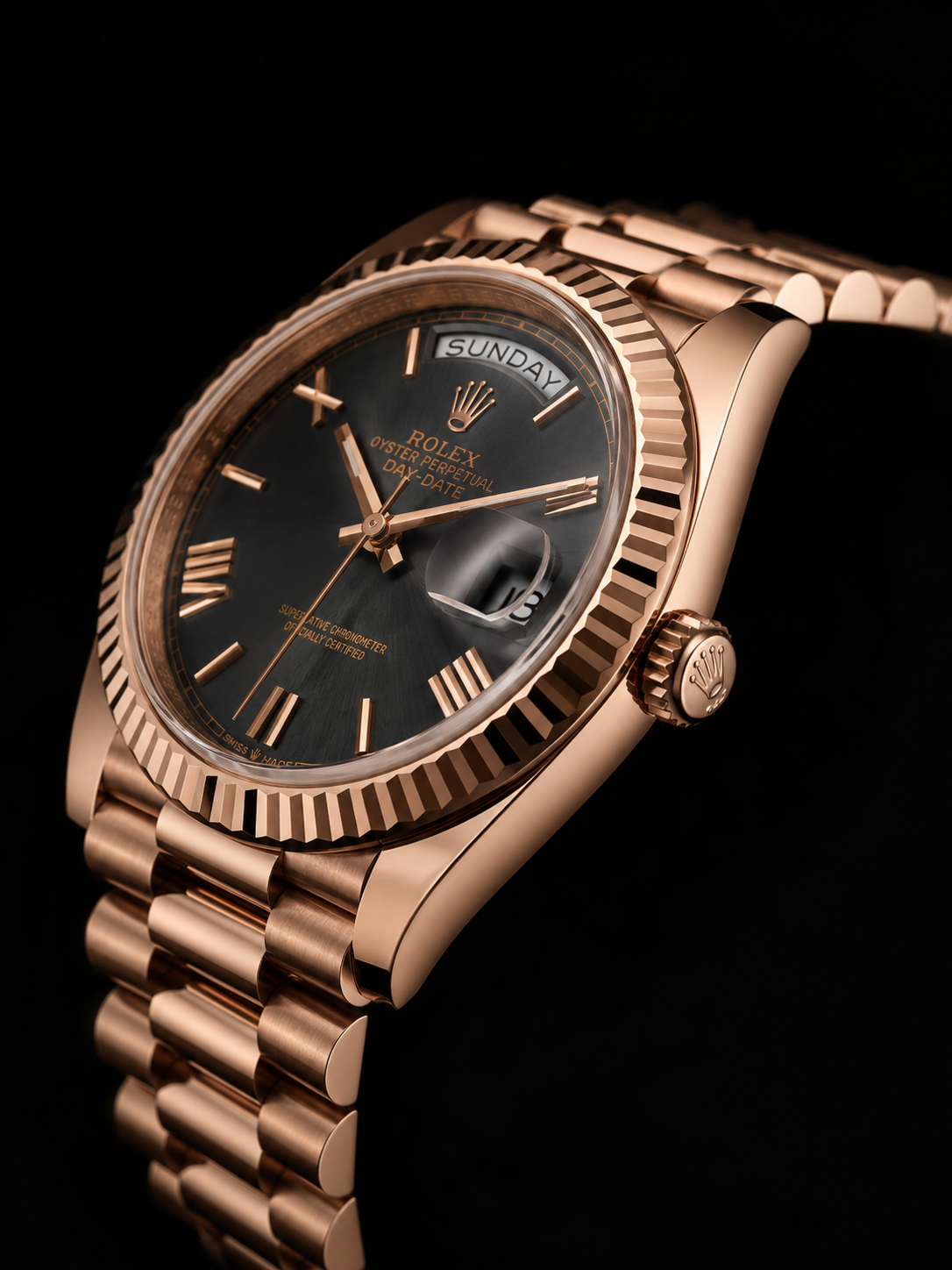Rolex Day-Date 40 Rose Gold Slate Dial Super Clone