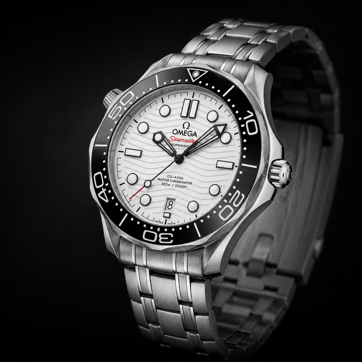 Omega Seamaster Co-Axial Master Chronometer White Dial with Black Ceramic Bezel Stainless Steel