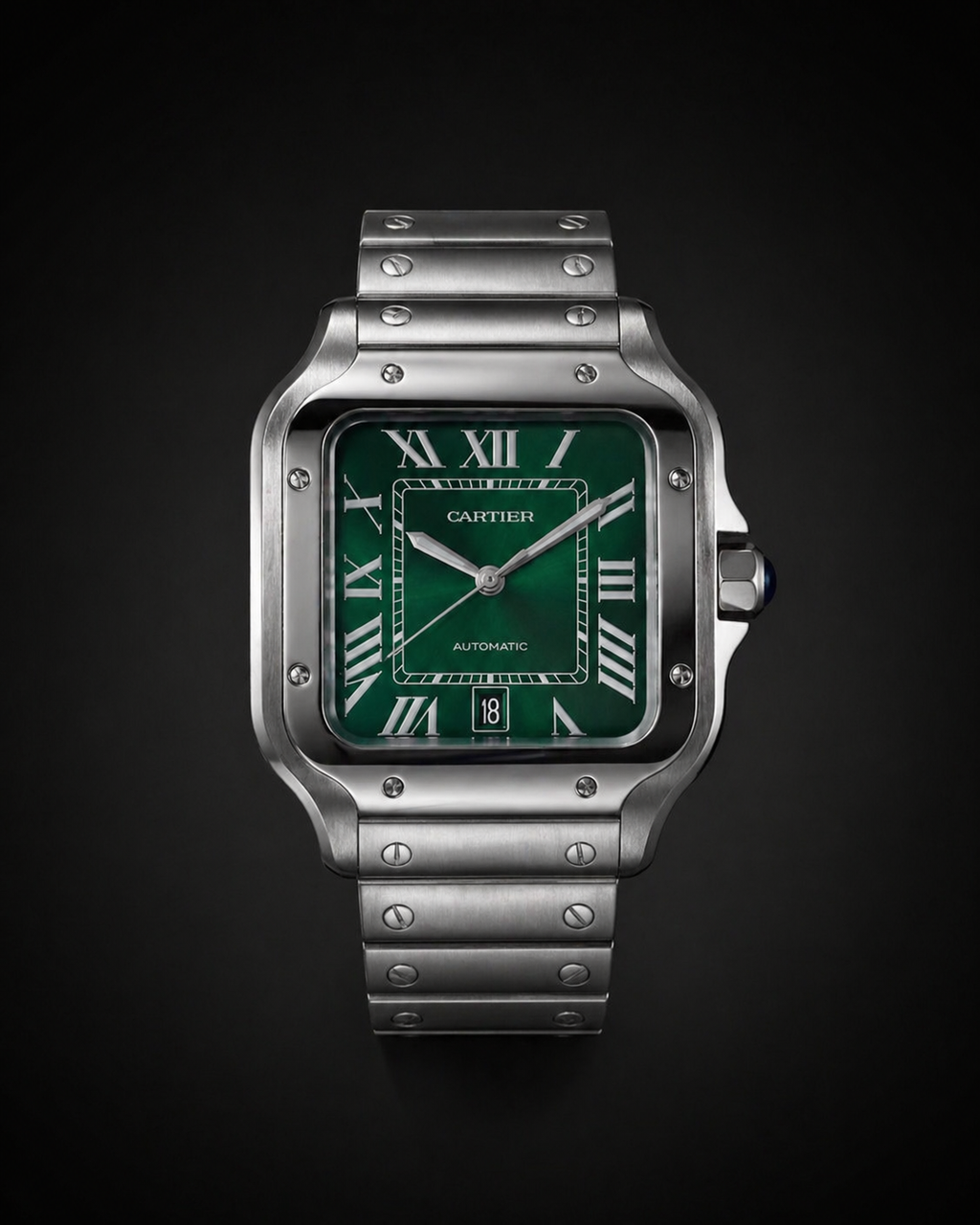 Cartier Santos de Cartier Large Model with Sunray Green Dial Stainless Steel