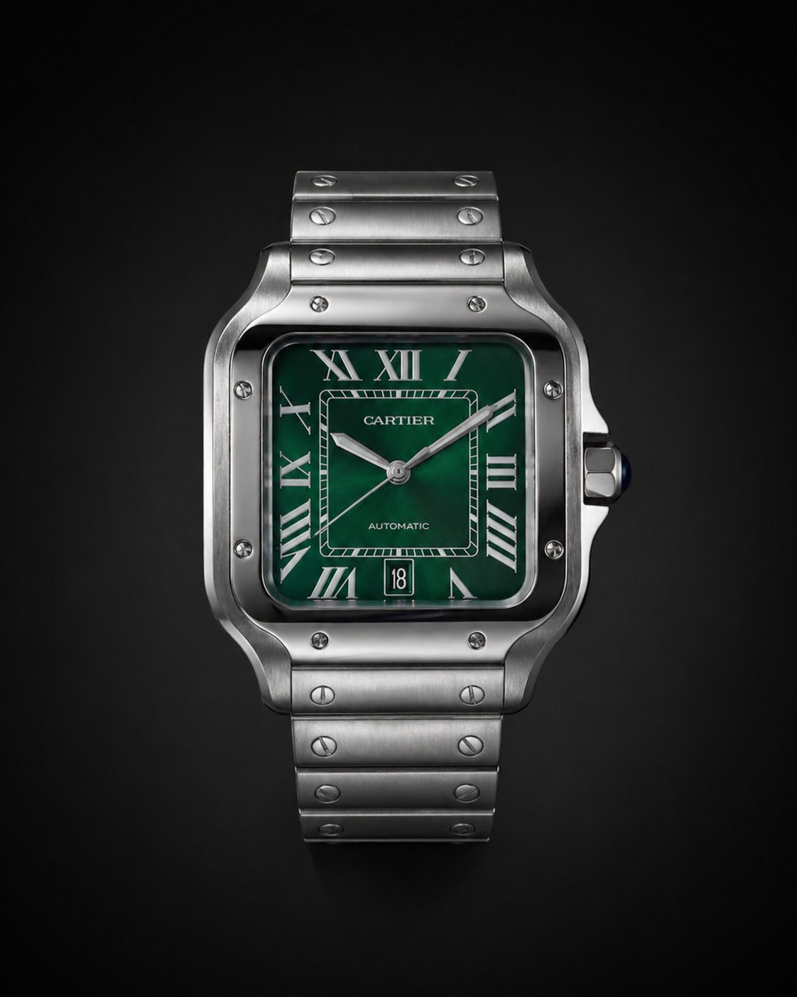 Cartier Santos de Cartier Large Model with Sunray Green Dial Stainless Steel