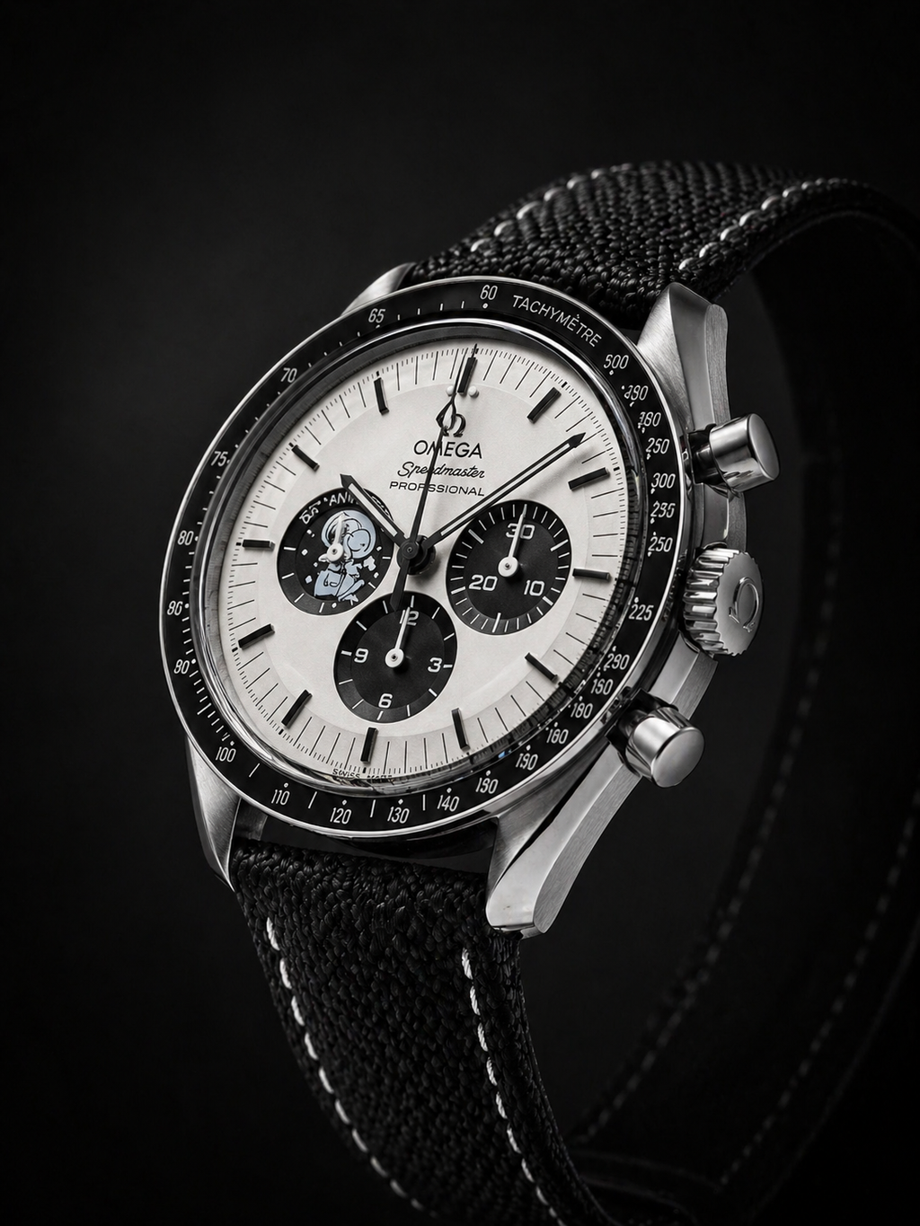 Omega Speedmaster Anniversary Stainless Steel on Black Nylon Strap