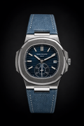 Patek Philippe Nautilus White Gold with Blue Dial and Denim Patterned Strap