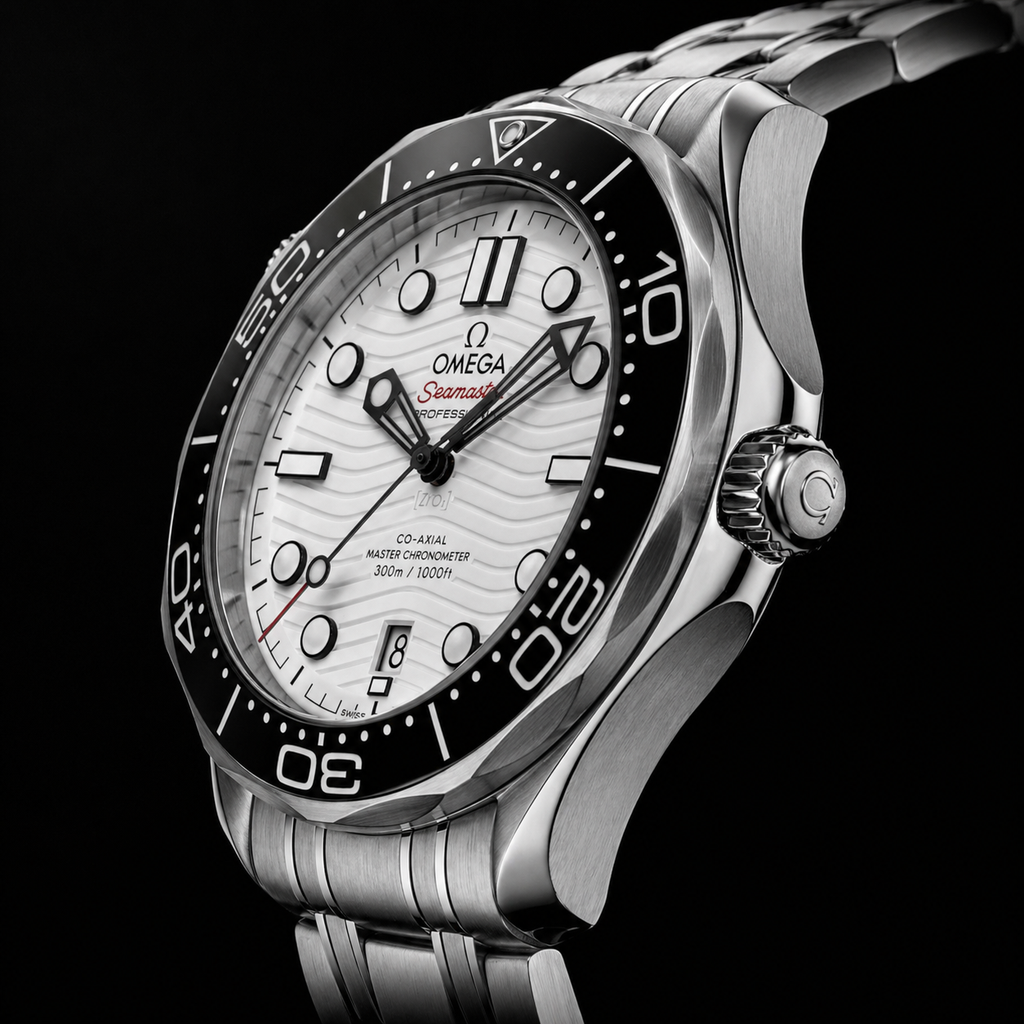 Omega Seamaster Co-Axial Master Chronometer White Dial with Black Ceramic Bezel Stainless Steel