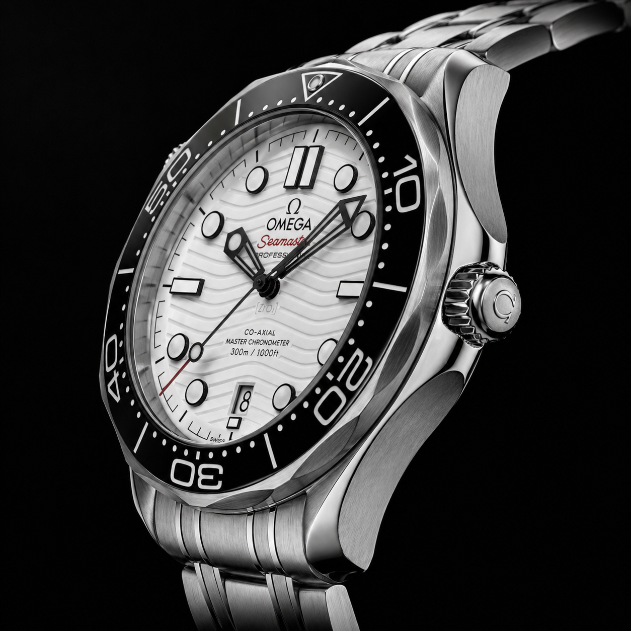 Omega Seamaster Co-Axial Master Chronometer White Dial with Black Ceramic Bezel Stainless Steel