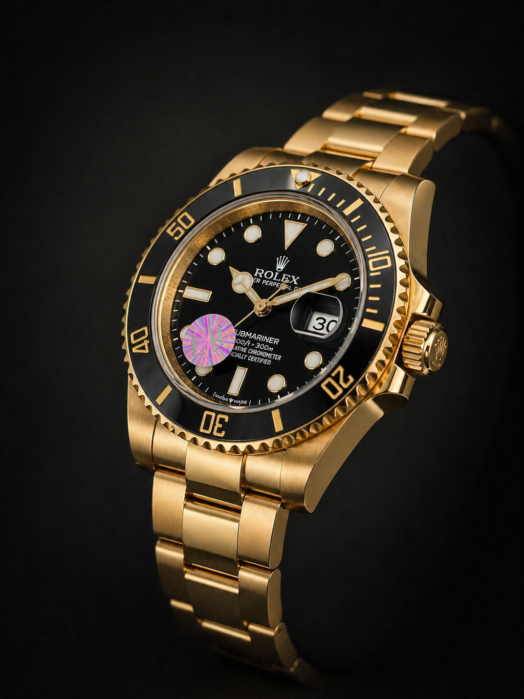 Rolex Submariner Date Black Dial and Bezel Yellow Gold