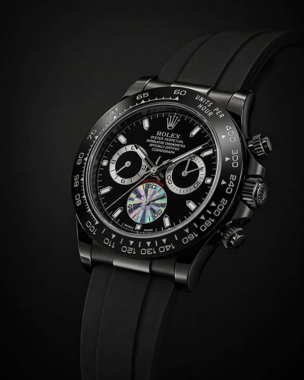 Rolex Cosmograph Daytona Custom Black DLC with Oysterflex Strap