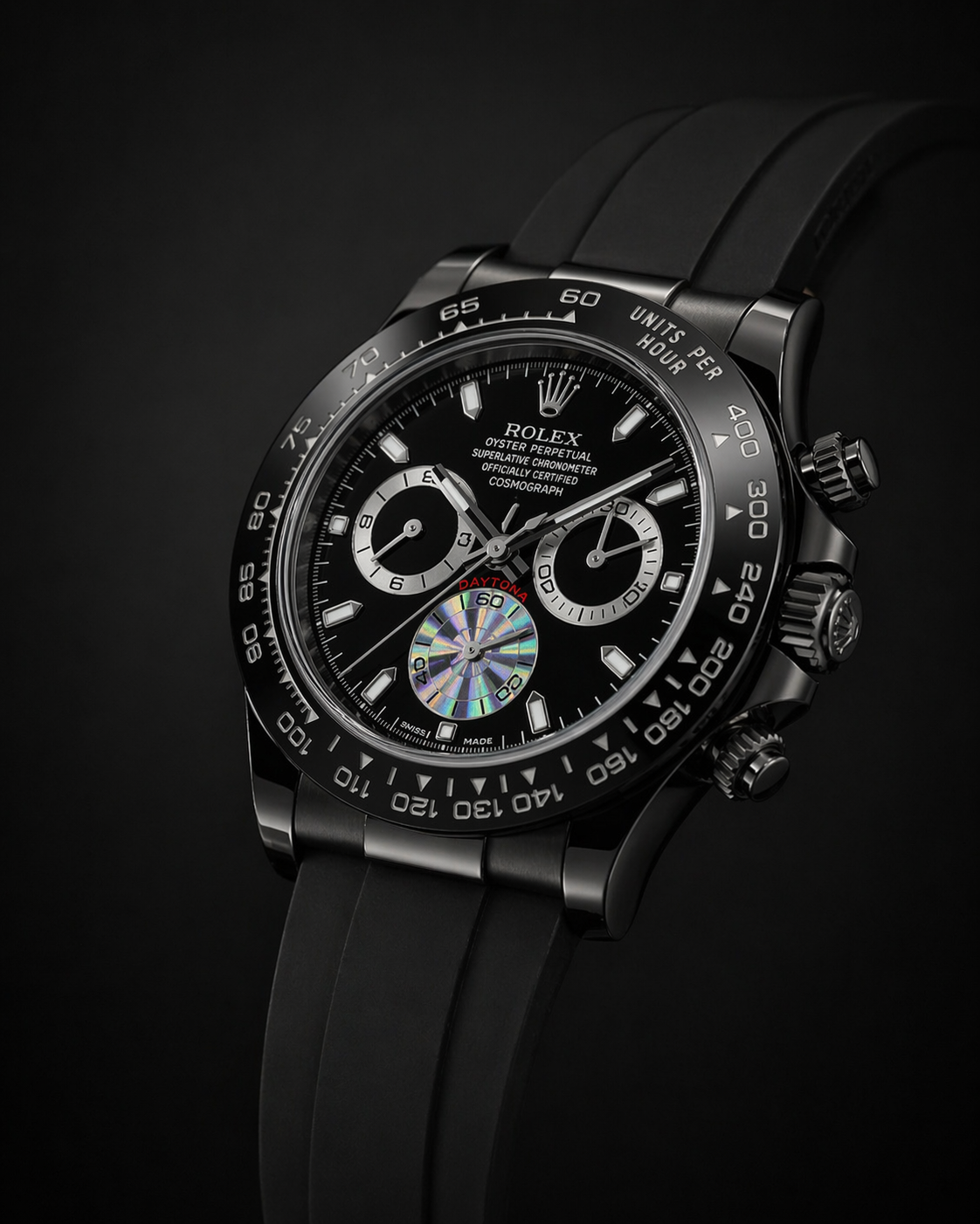 Rolex Cosmograph Daytona Custom Black DLC with Oysterflex Strap