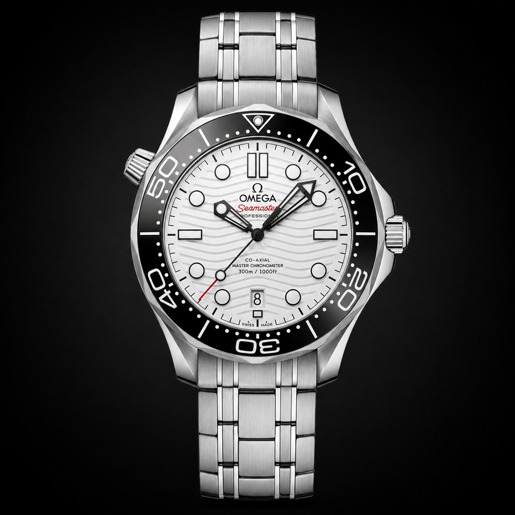 Omega Seamaster Co-Axial Master Chronometer White Dial with Black Ceramic Bezel Stainless Steel