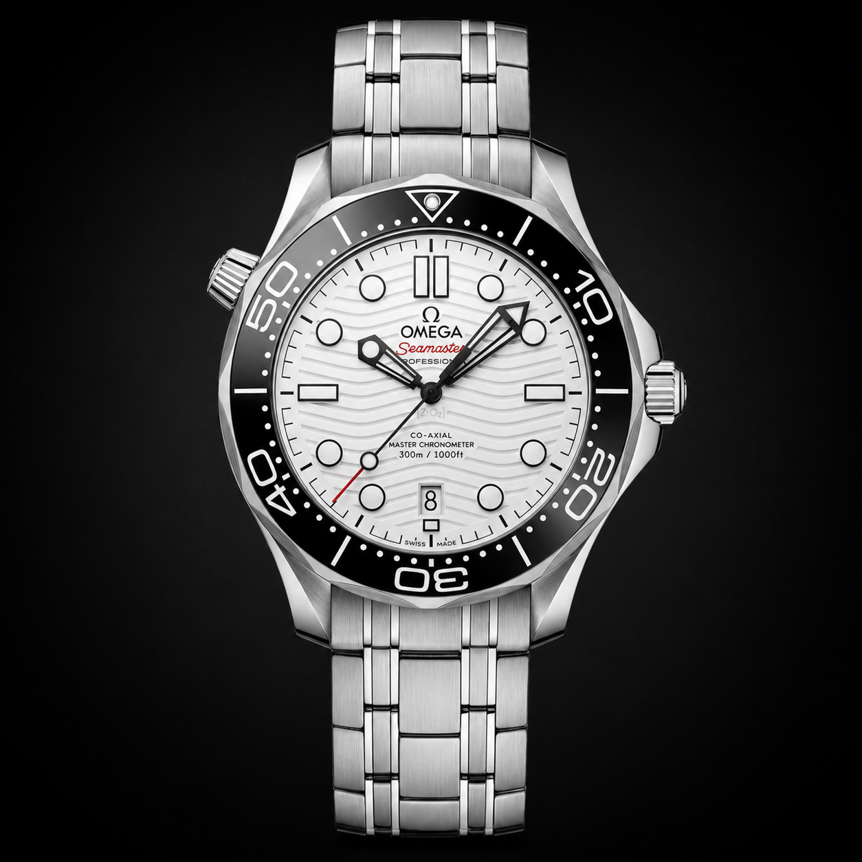 Omega Seamaster Co-Axial Master Chronometer White Dial with Black Ceramic Bezel Stainless Steel