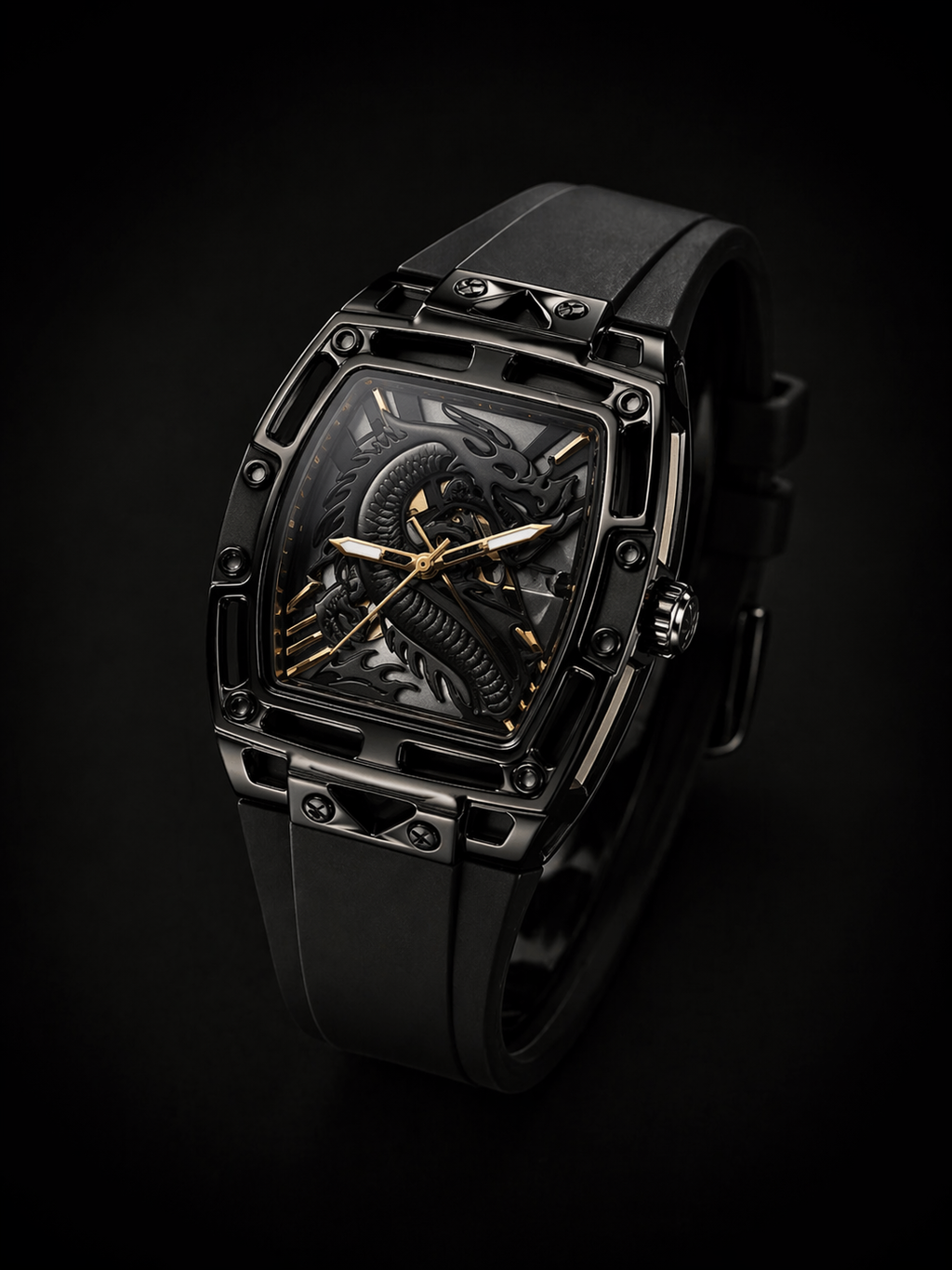 Guess Phoenix Dragon Edition Black Ion-Plated Skeleton Original