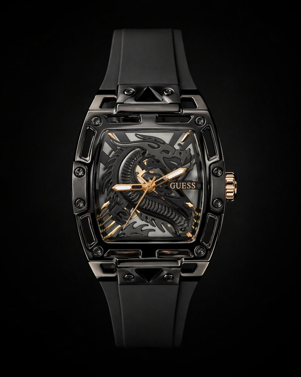 Guess Phoenix Dragon Edition Black Ion-Plated Skeleton Original