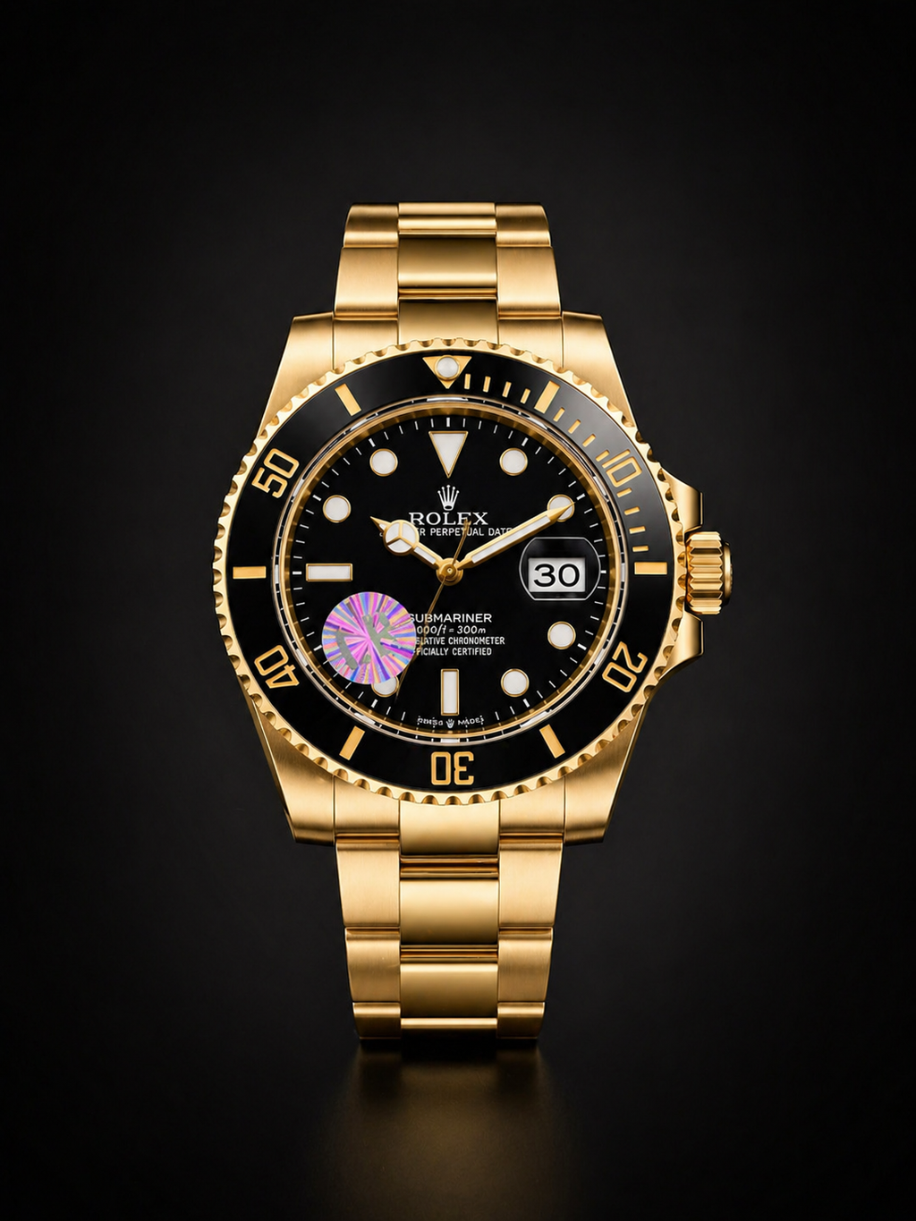 Rolex Submariner Date Black Dial and Bezel Yellow Gold