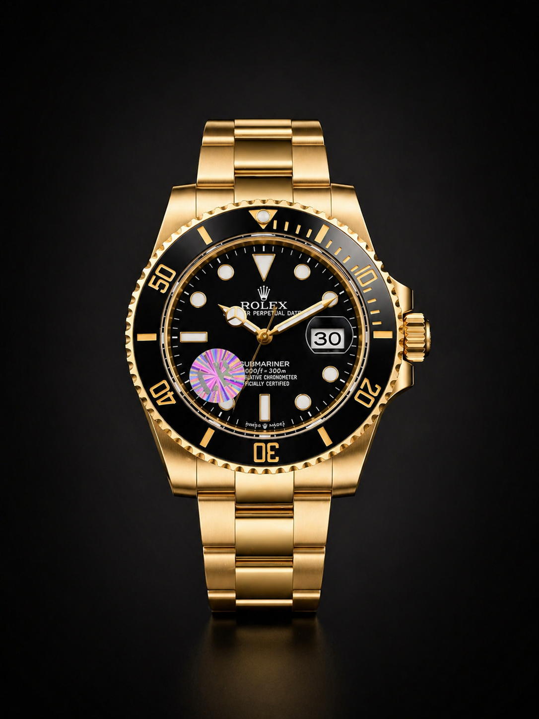 Rolex Submariner Date Black Dial and Bezel Yellow Gold