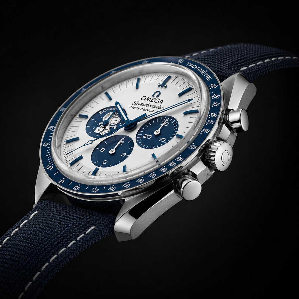 Omega Speedmaster Anniversary Stainless Steel on Blue Nylon Strap