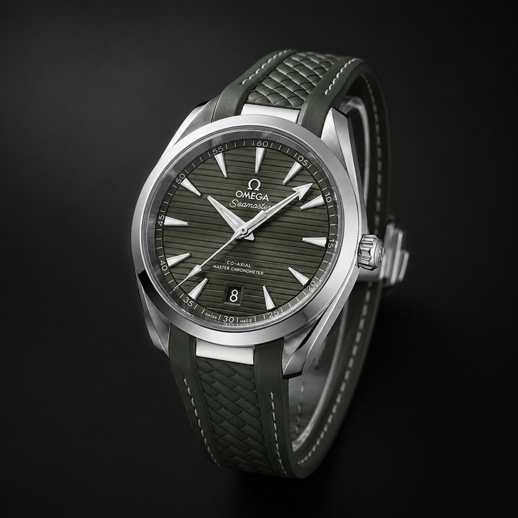 Omega Seamaster Aqua Terra Bay Green Dial on Green Rubber Strap