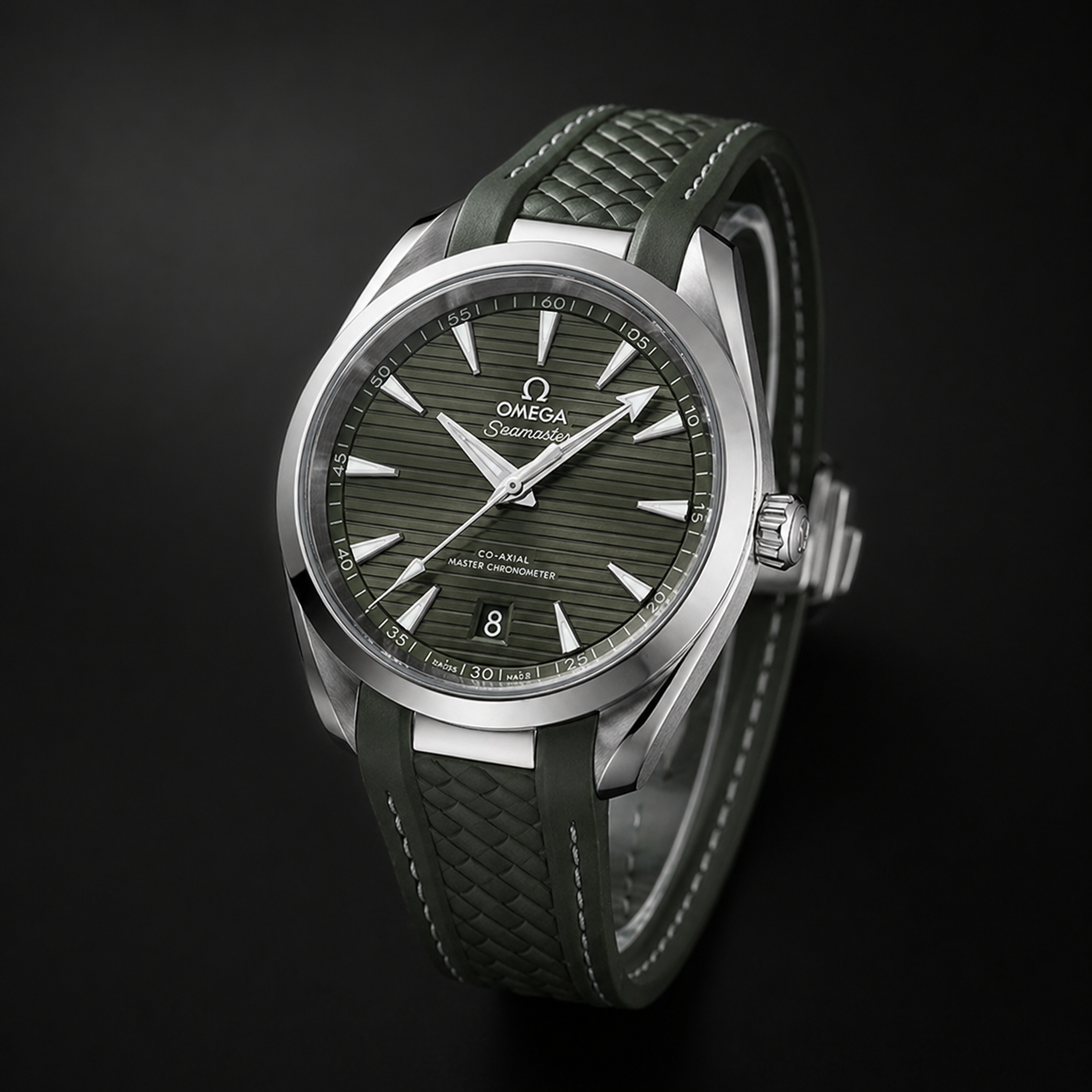 Omega Seamaster Aqua Terra Bay Green Dial on Green Rubber Strap