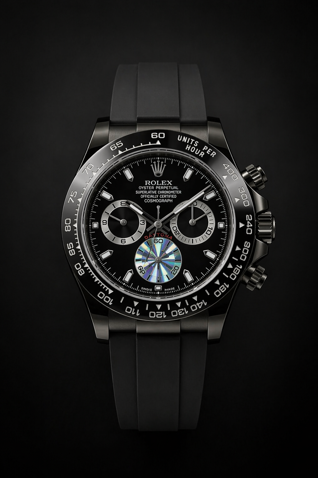 Rolex Cosmograph Daytona Custom Black DLC with Oysterflex Strap