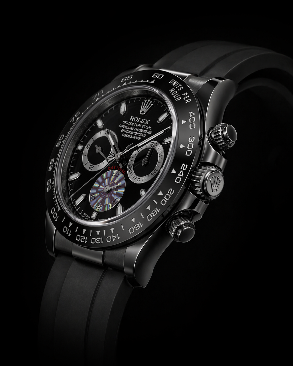 Rolex Cosmograph Daytona Custom Black DLC with Oysterflex Strap