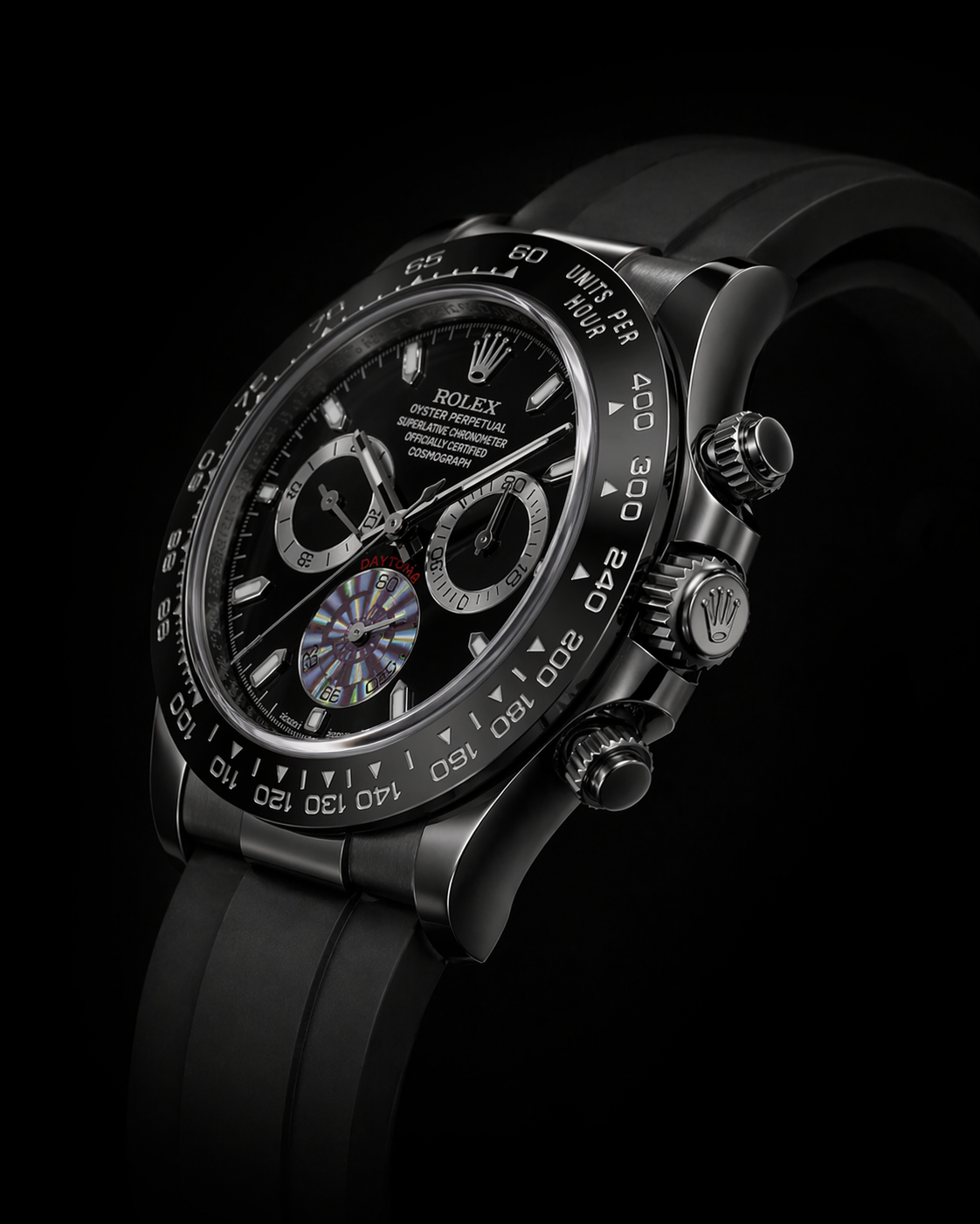 Rolex Cosmograph Daytona Custom Black DLC with Oysterflex Strap